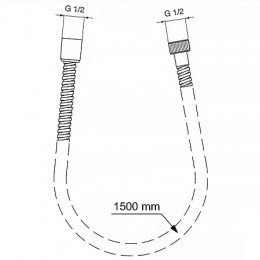 BF150AA METALFLEX Металлический шланг для душа 1500 мм, подсоединение G1/2", устойчивость к давлению