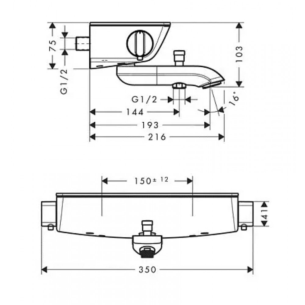 13141400 Ecostat Select Термостат для ванны Ecostat Select, ВМ, ½'
