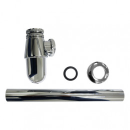 Сифон без выпуска для умывальника G 1 1/4 латунь, овал, ХРОМ, блистер. AZARIO, AZ-107-CHR