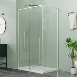 AZ-J50-100-CH-CL Душевое ограждение MALE SQR-100х100х195-CH-CL, прозрачное стекло 6 мм, профиль хром