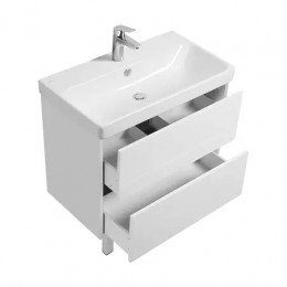 Сканди 80 Тумба Белый матовый/Белый глянец (БЕЗ УМЫВАЛЬНИКА Адриана-80)