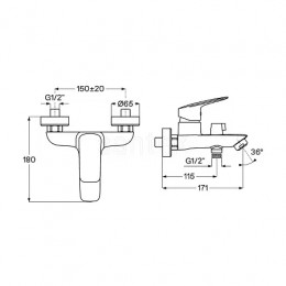 Смеситель Таос для ванны-душа с аксессуарами, хром