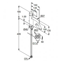KLUDI BOZZ Смеситель для умывальника, арт. 382800576