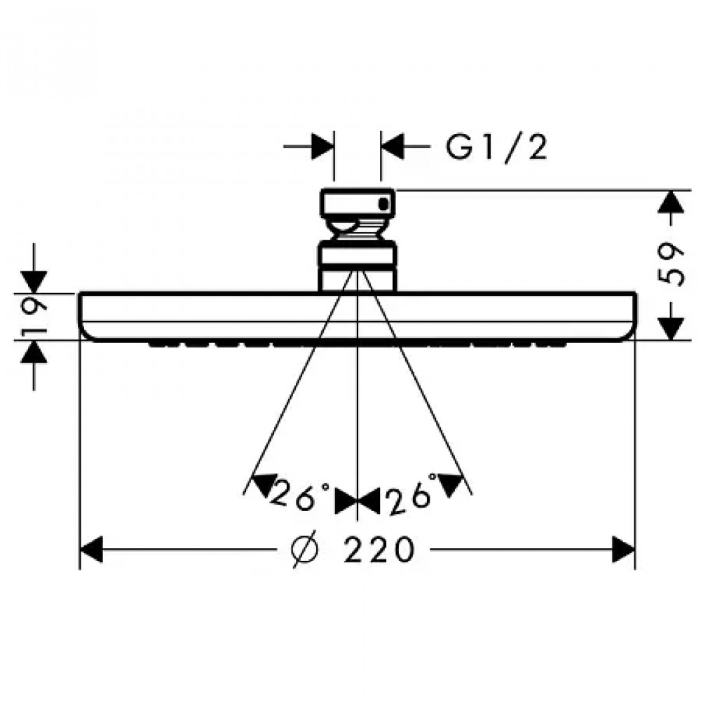 26464000 Верхний душ Croma 220 Air 1jet, ½’