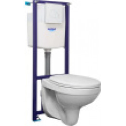 Пэк Альфа комфорт (подвес. унитаз с сиденьем полипр. SC, инсталляция, панель белая)