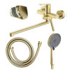 Alanti Смеситель для ванны с ручным душем, длинный излив, золото матовое