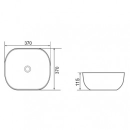 AZ-2184+M845  раковина накладная/подвесная под камень (370x370x115мм)