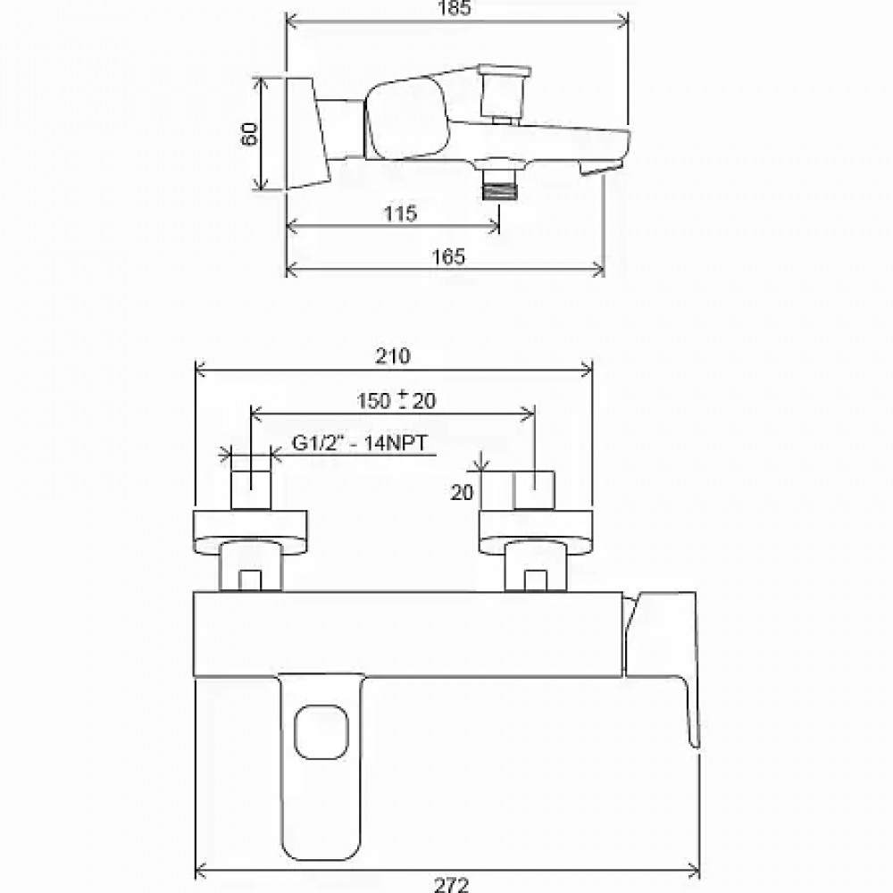 Смеситель для ванны TD F 022.00/150 150 мм
