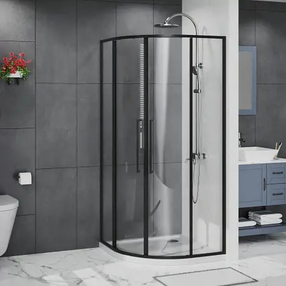 AZ-S43-90-MB-CL Душевое ограждение SHANGHAI ROD-90х90х195-MB-CL, прозрачное стекло 6 мм, профиль матовый черный