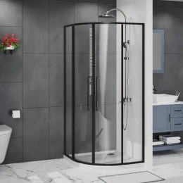 AZ-S43-90-MB-CL Душевое ограждение SHANGHAI ROD-90х90х195-MB-CL, прозрачное стекло 6 мм, профиль матовый черный