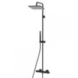 COSMO Душевая стойка с термостатическим смес., верхний душ 230х230 мм., ручной душ ,цвет черный матовый