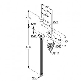 KLUDI BOZZ Смеситель для умывальника, черный матовый, арт. 382883976