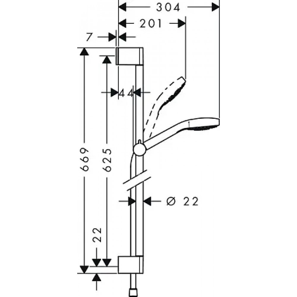 26564400 Croma Select S Душевой набор Croma Select S 1jet 0.65м