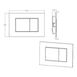 AZARIO NEW-TS Клавиша смыва AZ-ABS-001-B черный (квадратная) пластик, 245х162,5х28,3мм (инст. AZ-G12 и AZ-TS006T)