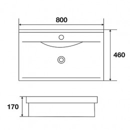 Раковина мебельная Tempo 80   Размер: 800х460х170