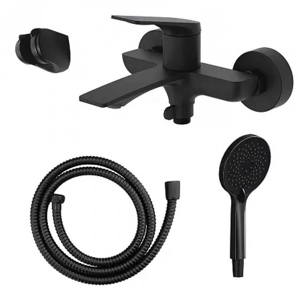 Lursy Смеситель для ванны с ручным душем, черный матовый