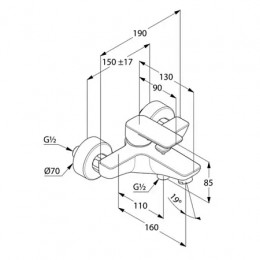 KLUDI PURE&STYLE однорычажный смеситель для ванны и душа, черный матовый, арт. 406813975