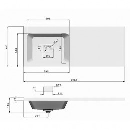 Комплект тумба Палермо 120/2 подвесная под с/машинку (60) с раковиной Изабелла 120 левая белая