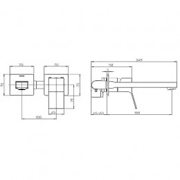 AKI Смеситель для раковины монорычажного с изливом 18,5 см, хром+GILLO/TEO/AKI Встраиваемая часть однорычажного смесителя для раковины