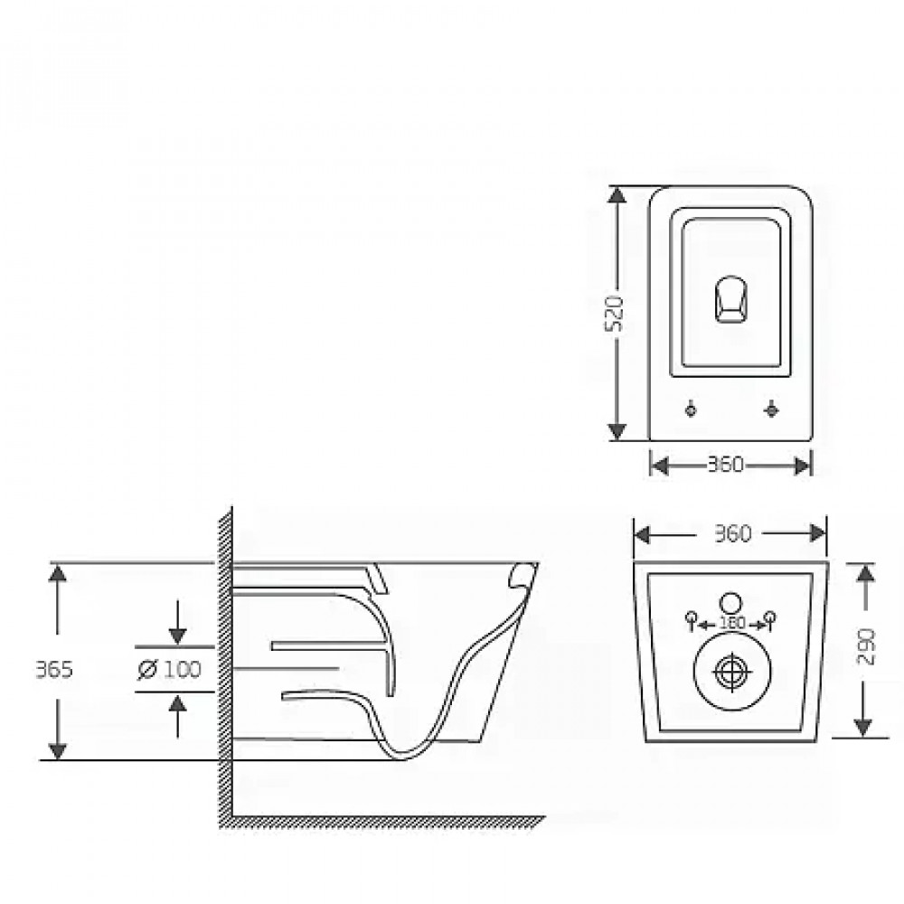 AZ-5172T-WHT PACE Унитаз подвесной с системой смыва Tornado в комплекте с быстросъемным сиденьем микролифт, дюропласт 520*360*365mm