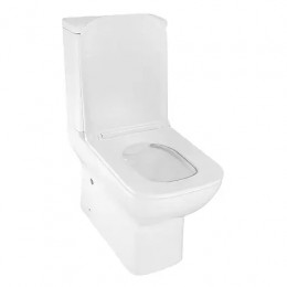 Azario VARO напольный безободковый унитаз в комплекте с сидением ДЮРОПЛАСТ. Размер 615x365x805 мм (2 места)