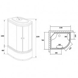 CS-886EATM/B-120 Душ. Кабина 1200x800x2150 поддон 40 см Левая