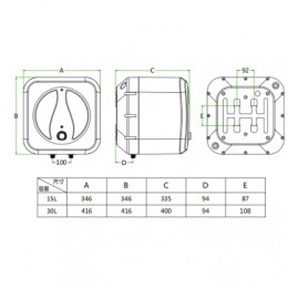 Водонагреватель электрический накопительного типа 15 литров. 1.5 кВт. Вертикальный. ABS корпус. Модель AZW 15 AZARIO