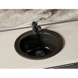 AZARIO кухонная мойка Solo (505x505x190) Чёрная (сифон)