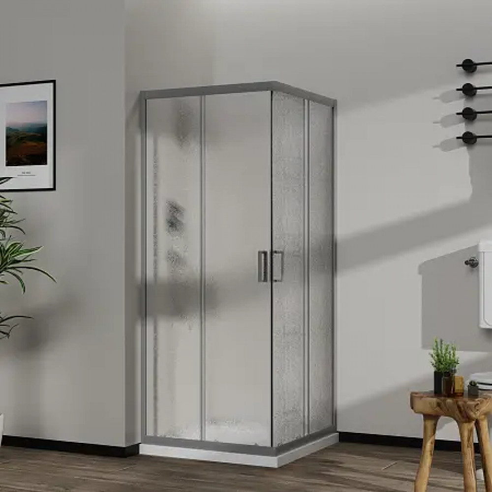 AZ-R06-100-MGR-CHC Душевое ограждение PARIS SQP-100х100х195-MGR-CHC, стекло шиншила  5 мм, профиль матовый графит