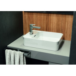 T299501 STRADA II Guest Асимметричный умывальник 45 см (платформа и отверстие под смеситель слева), для монтажа с дизайн-сифоном