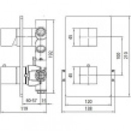 CUBE Термостат для душа, встраиваемый (внешняя часть), БЕЗ ВНУТРЕННЕЙ ЧАСТИ Z00125, с девиаторм 1/2/3/4/5, цвет: черный матовый