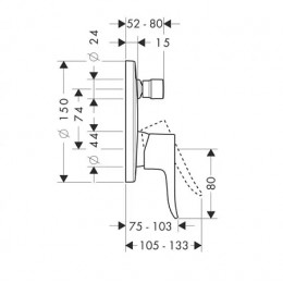 31493000 Metris Смеситель для ванны, однорычажный, СМ