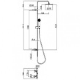 ELIOS Душевая стойка с термостатическим смесителем, верхний душ из ABS Ø250 мм., ручной душ с 3 режимами, цвет: черный матовый