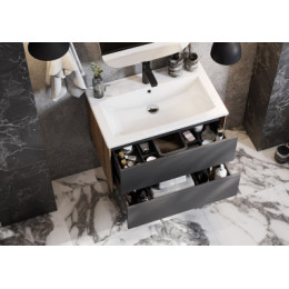 Сохо 75 Тумба Дуб Веллингтон/Графит софт (БЕЗ УМЫВАЛЬНИКА "Элина-75")