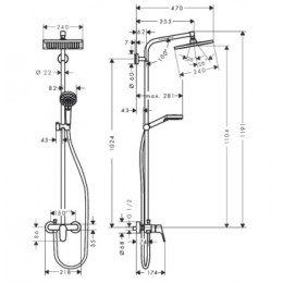 27284000 Crometta E 240 1jet Showerpipe с однорычажным смесителем