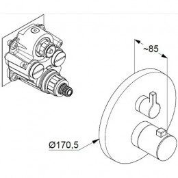KLUDI NOVA FONTE Puristic Встраиваемый смеситель для ванны и душа, черный матовый