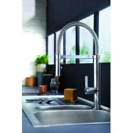 E23310-CP SPIRALE Смеситель для кухни с вытяжным изливом, хром