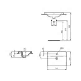 E504401 CONNECT Прямоугольный встраиваемый на столешницу умывальник 58х42 см