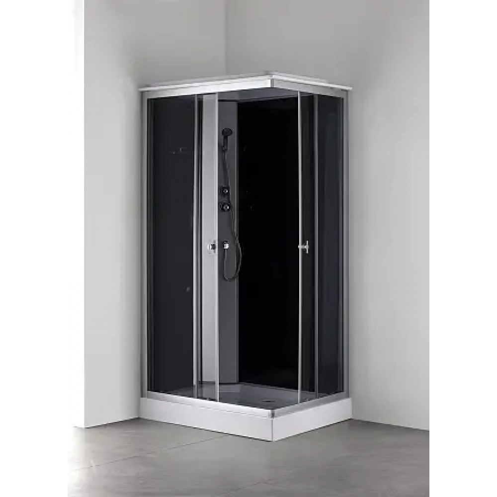Душевая кабина CS-5180-13L G, 100*80*215 низкая, серая, прямоугольная, стекло 4мм, поддон 13 см