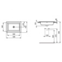 K078001 STRADA Встраиваемый умывальник 59 см, без отверстий под смеситель, с переливом, с монтажным шаблоном, без крепежа