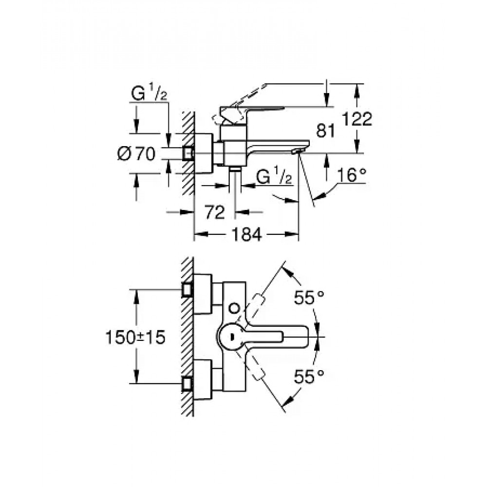 33849001 Lineare Смеситель однорычажный для ванны, DN 15, хром