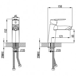 Смеситель для раковины без донного клапана, хром