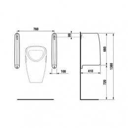 SPLIT Перегородка для писсуара, уст.компл.