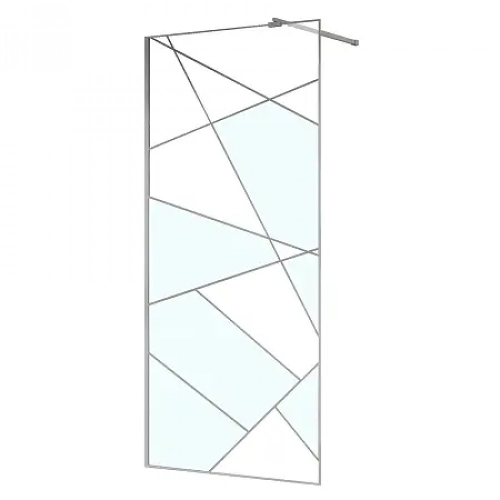 AZ-271-90-CH-CGP Душевая перегородка Walk-in, 90x195-CH-CGP, в рамке, Графический принт 8 мм, профиль хром
