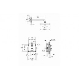 34728000 Grohtherm Набор д/ душа, встраиваемый термостат с переключат. верхний душ, квадрат. розетка, верхний душ Tempesta 210 с кронштейном, хром