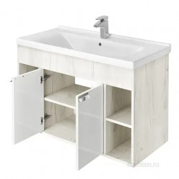 Флай 100 Тумба белый, дуб крафт (БЕЗ УМЫВАЛЬНИКА "Миранда-100")