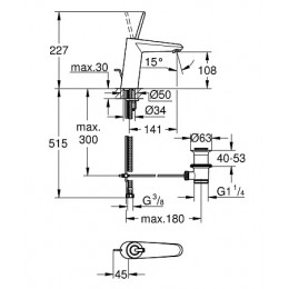 23427000 Eurodisc Joy Смеситель для раковины с донным клапаном, средний излив, хром