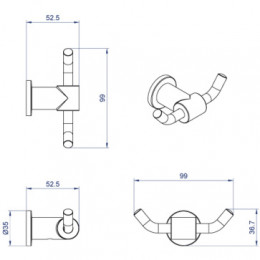 FORNY Крючок двойной, хром