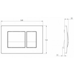 Панель смыва, хром матовый, квадратная, AZARIO
