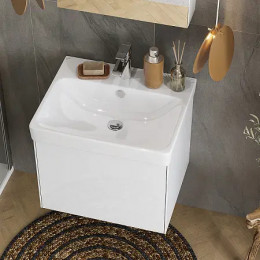 Асти 55 Тумба белый матовый/белый глянец (БЕЗ УМЫВАЛЬНИКА Адриана-55)